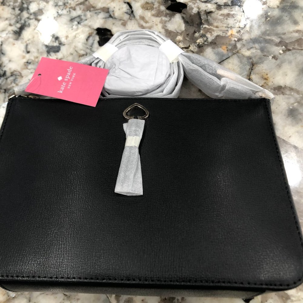 New with Tags Kate Spade ADEL Black Leather Zip Top Crossbody WKRU6725 - Picture 3 of 6